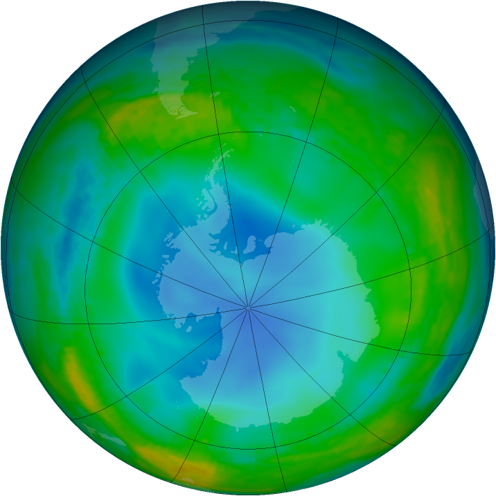Antarctic ozone map for 19 June 1986